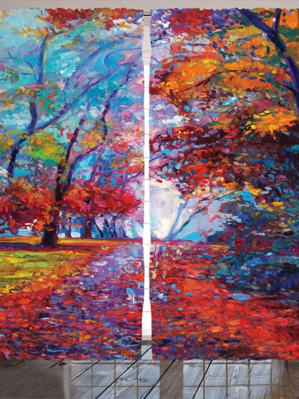 Gorgeous Ambesonne Country Curtains - Fall View Oil Painting Style 108x84